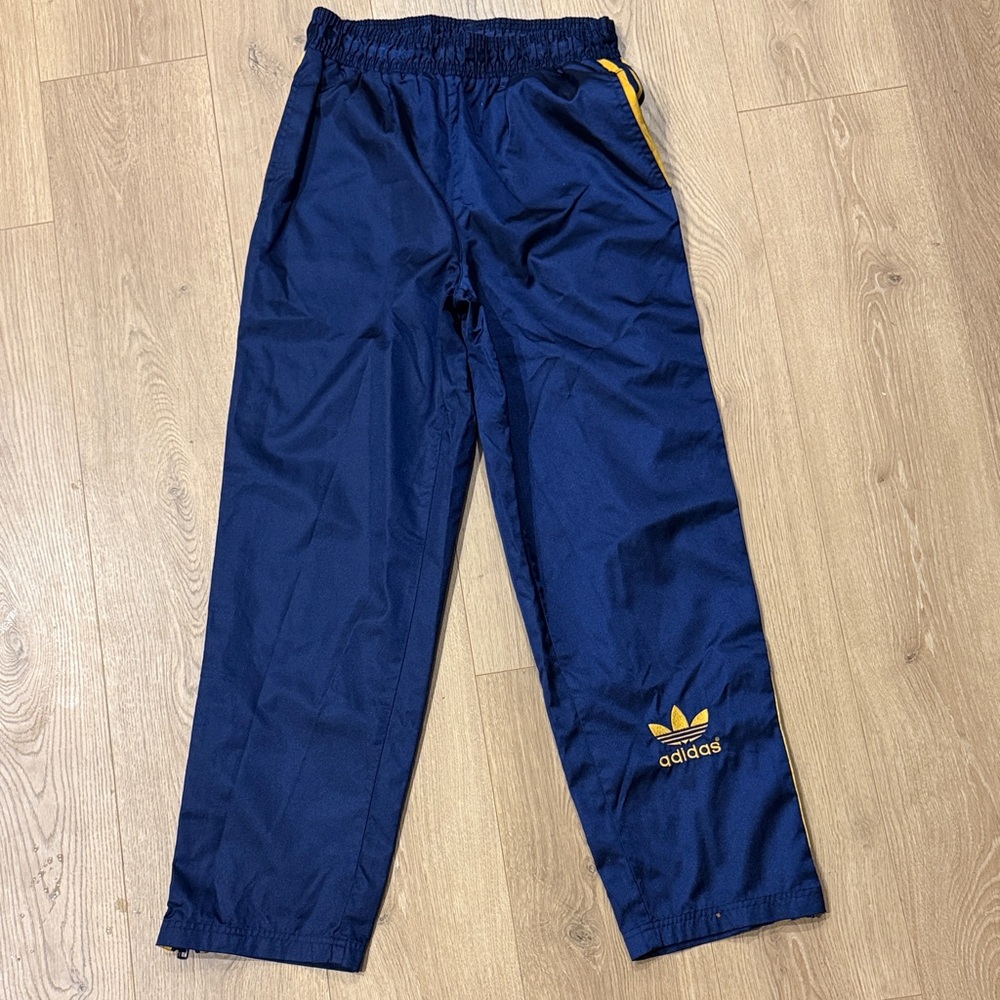 Adidas Blue Joggers with Yellow Accents